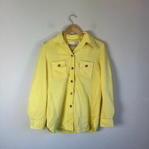 Pins & Needles Button Down Shirt Womens Small Yellow Good Vintage 70s Style